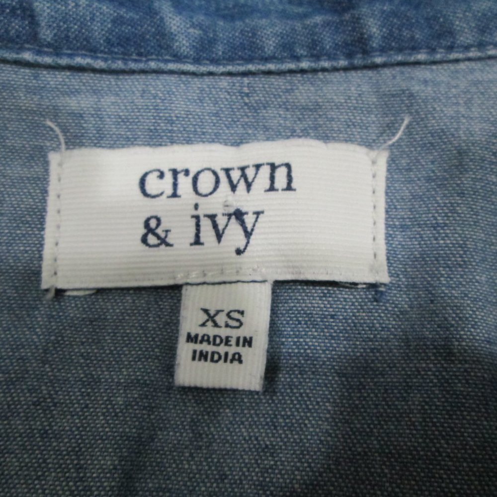 Crown & Ivy  Denim Shirt Dress 1/4 Front Button - Picture 5 of 5
